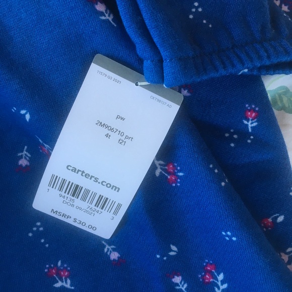 Carter’s Blue Fleeced Long Sleeve Dress - 4T - Picture 6 of 7